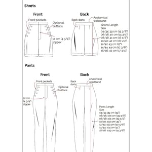 Tapered Dress Pants PDF Sewing Pattern Trousers With Pockets Two Length ...