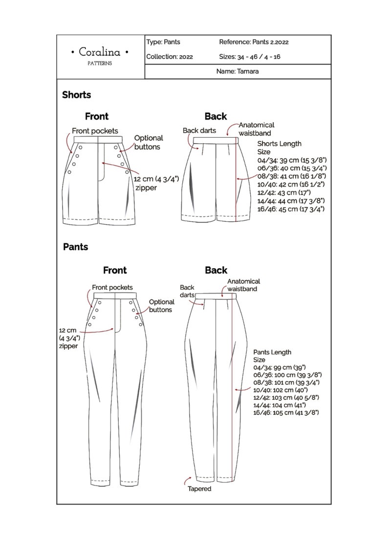 Tapered Dress Pants PDF Sewing Pattern Trousers With Pockets - Etsy