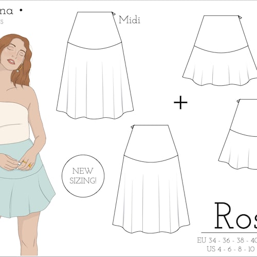 Tiered Skirt PDF Sewing Pattern Sizes 4-16 EU 34-46 Two - Etsy