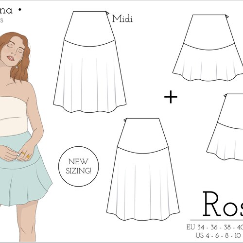 Tiered Skirt PDF Sewing Pattern Sizes 4-16 EU 34-46 Two - Etsy