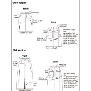 Denim Skirt PDF Sewing Pattern Sizes 4-16 EU 34-46 Two - Etsy