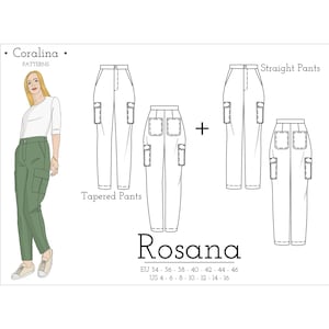 Cargo Pants PDF Sewing Pattern | Two Style Options | Sizes 4-16 (EU 34-46) | Instant Download