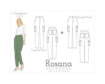 Cargo Pants PDF Sewing Pattern | Two Style Options | Sizes 4-16 (EU 34-46) | Instant Download