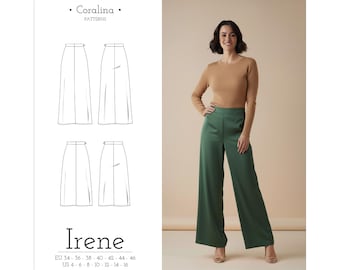 Patrón de costura para pantalones palazzo de satén / Pantalones de pierna ancha / Tallas 4-16 (UE 34-46) (Patrón en PDF)