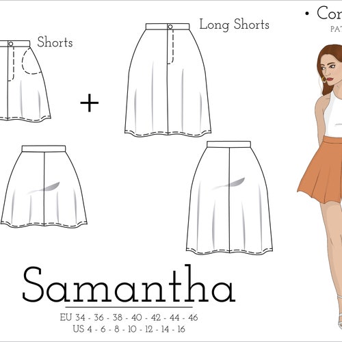 Button Front Skirt PDF Sewing Pattern Sizes 4-16 EU 34-46 - Etsy
