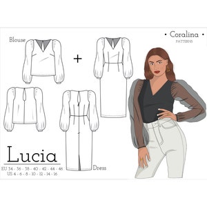 Puff Sleeve Top PDF Sewing Pattern | Sizes 4-16 (EU 34-46) | Instant Download