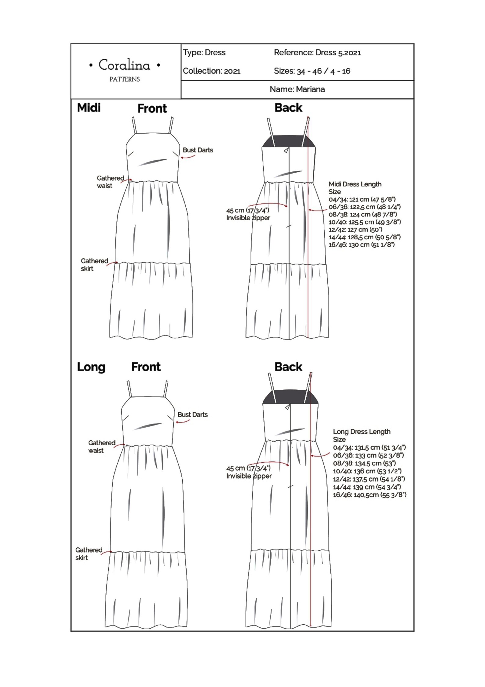 Spaghetti Strap Dress PDF Sewing Pattern Tiered Dress Etsy
