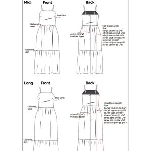 Spaghetti Strap Dress PDF Sewing Pattern Tiered Dress Pattern Sizes 4 ...
