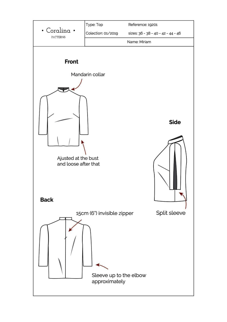 Split Sleeve Top PDF Sewing Pattern Etsy