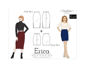 Knit Pencil Skirt Knit Skirt Pattern Easy Knit Pencil Skirt PDF