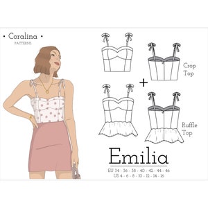 Bustier Cami Top PDF Sewing Pattern | Corset Pattern | Sizes 4-16 (EU 34-46) | Two Style Options | Instant Download