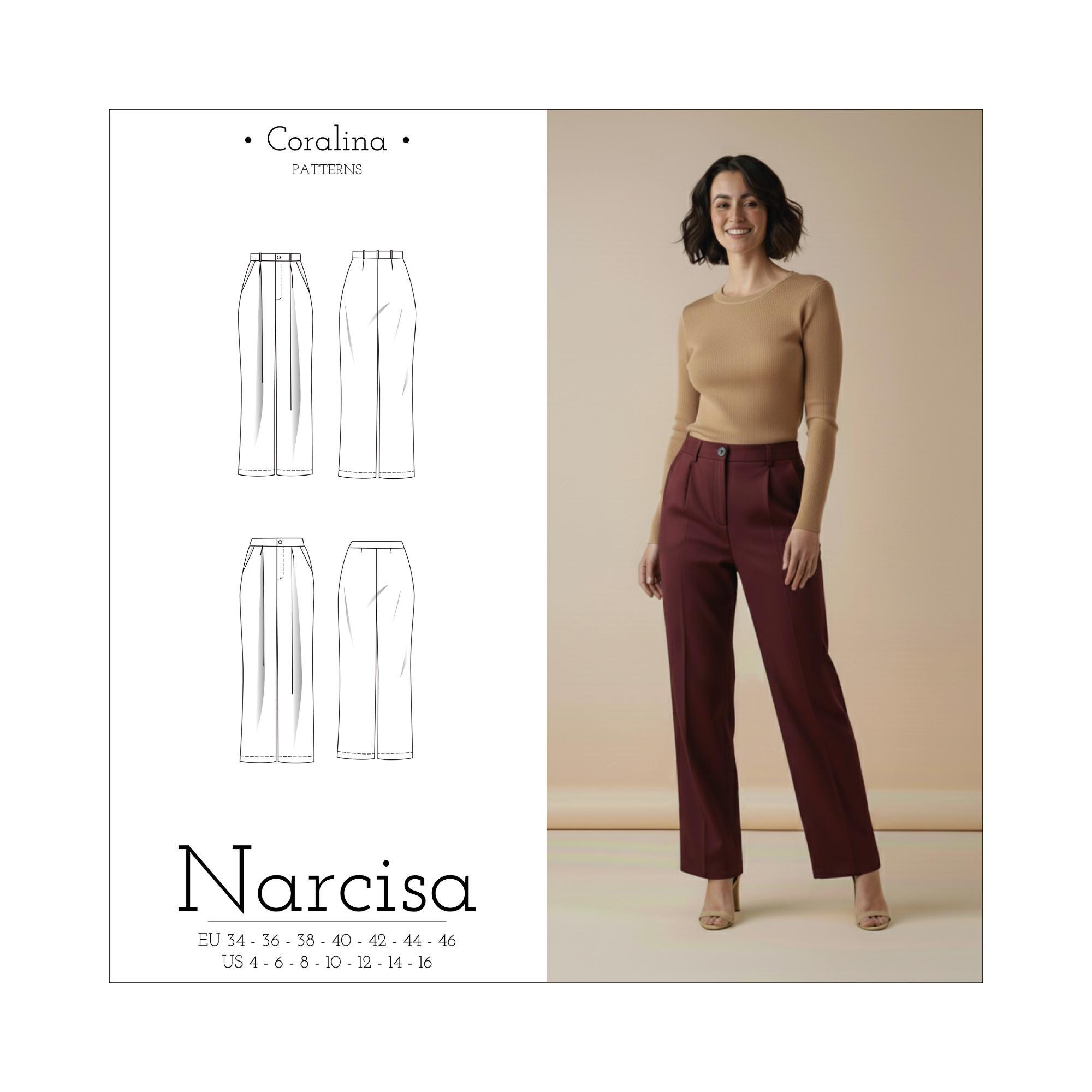 【PDF】straight pants Darcy Straight Leg Pants Sewing Pattern: High Waisted (PDF