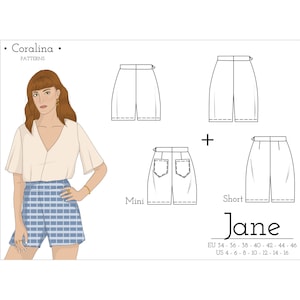 High-Waist Shorts PDF Sewing Pattern | Sizes 4-16 (EU 34-46) | Two length Options | Instant Download