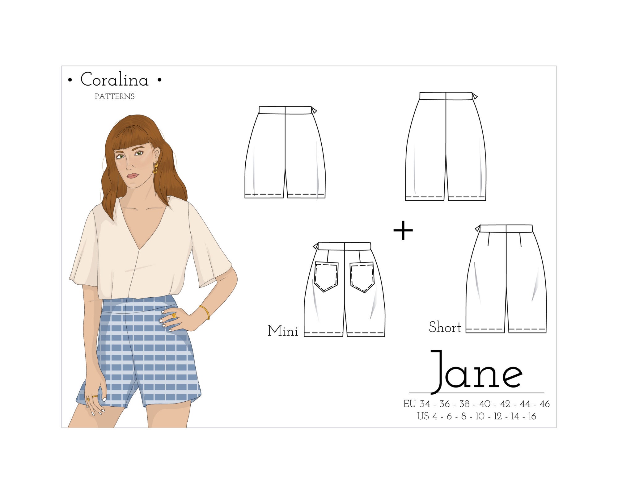 High-waist Shorts PDF Sewing Pattern Sizes 4-16 EU 34-46 Two Length Options  Instant Download -  Sweden