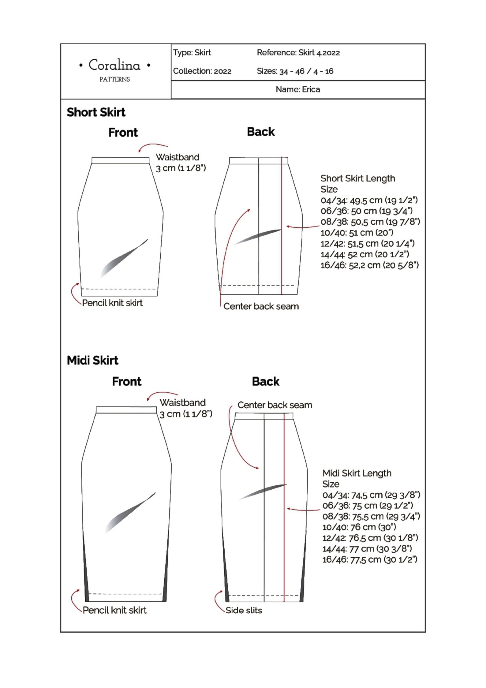 Knit Pencil Skirt PDF Sewing Pattern Sizes 416 EU 3446 Etsy