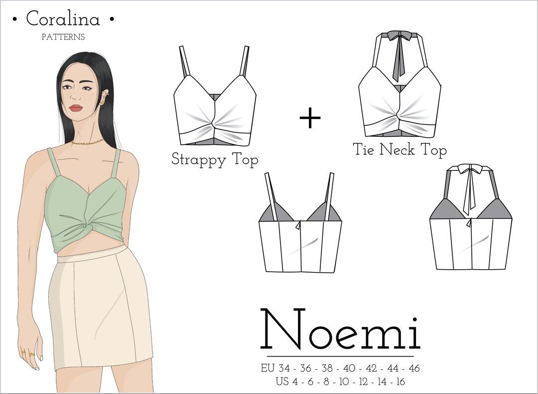 Twist Front Crop Top PDF Sewing Pattern Sizes 416 EU Etsy