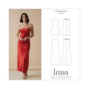 ストラップレススリップドレスのPDF縫製パターン | サイズ4～16（EU 34～46） | 2種類の丈オプション | すぐにダウンロード