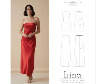 Strapless Slip Dress PDF Sewing Pattern | Sizes 4-16 (EU 34-46) | Two Length Options | Instant Download