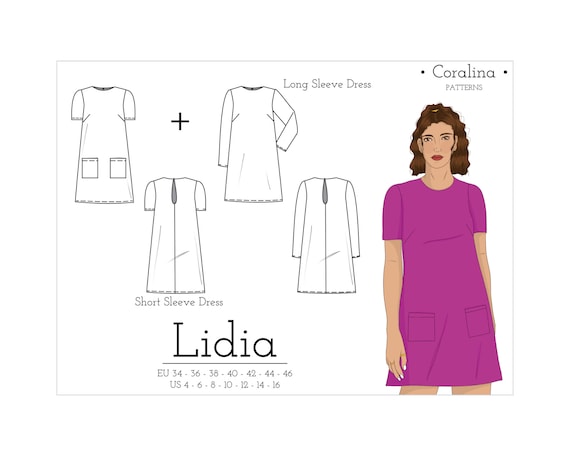 A-line Shift Dress PDF Sewing Pattern | With Pockets | Sizes 4-16 (EU  34-46) Download - Etsy