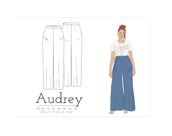 Wide-leg pants PDF Sewing Pattern | Palazzo Trousers | Sizes 4-16 (EU 34-46) | Instant Download