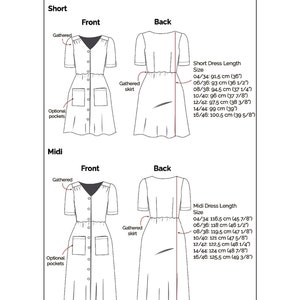 Button-up Dress PDF Sewing Pattern Sizes 4-16 EU 34-46 Two Length ...