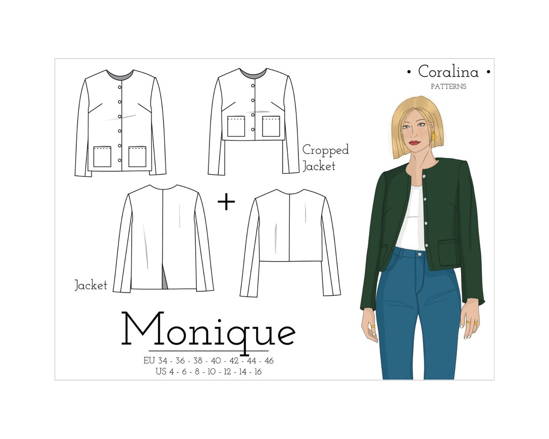 Tweed Jacket PDF Sewing Pattern | Boxy Jacket Pattern