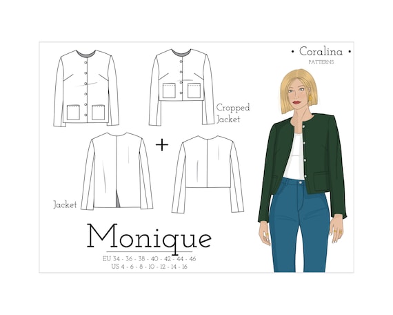 Tweed Jacket PDF Sewing Pattern | Boxy Jacket Pattern