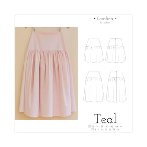 Gathered Skirt With Yoke PDF Sewing Pattern | Sizes 4-16 (EU 34-46) | Two Length Options | Instant Download