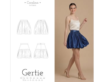 Balloon Skirt PDF Sewing Pattern | Bubble Hem Skirt | Sizes 4-16 (EU 34-46) | Download