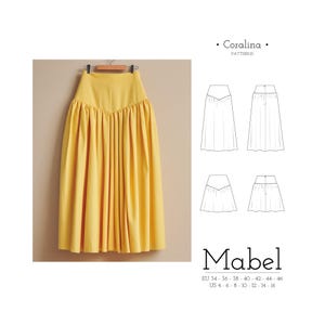 Midi Gathered Yoked Skirt PDF Sewing Pattern | Sizes 4-16 (EU 34-46) | Two Length Options | Instant Download