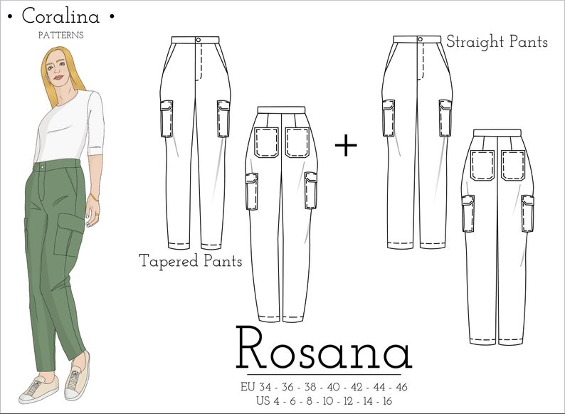 Cargo Pants PDF Sewing Pattern Two Style Options Sizes Etsy France