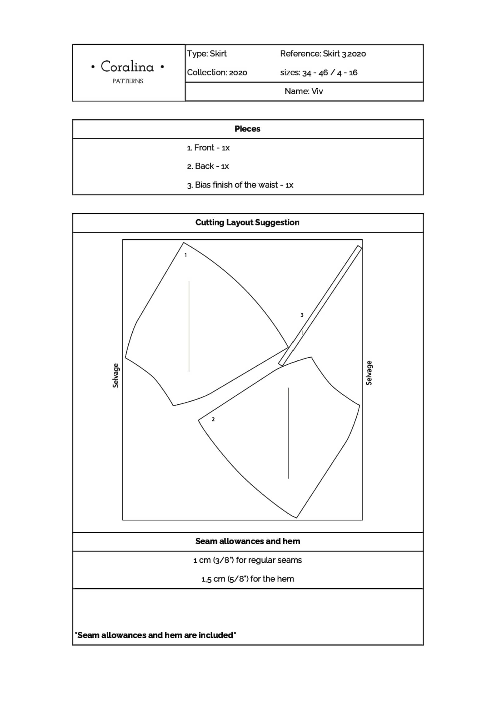 Midi Slip Skirt PDF Sewing Pattern Sizes 416 EU 3446 Etsy