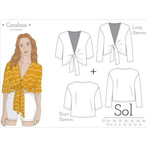 Tie-Front Top PDF Sewing Pattern | Sizes 4-16 (EU 34-46) | Instant Download