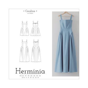 Side Gathered Dress PDF Sewing Pattern | Formal Gown Pattern | Two Length Options | Sizes 4-16 (EU 34-46) | Instant Download