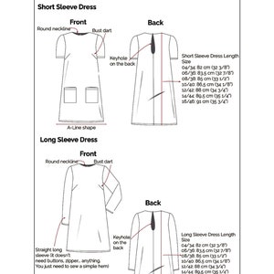 Shift Dress PDF Sewing Pattern A-line Dress With Pockets Sizes 4-16 EU ...
