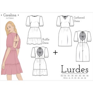 Open Back Tiered Dress PDF Sewing Pattern | Sizes 4-16 (EU 34-46) | Two style options | Instant Download