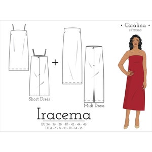 Strapless Column Dress PDF Sewing Pattern | Sizes 4-16 (EU 34-46) | Two style options | Instant Download