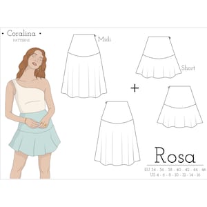 Ruffle Skirt PDF Sewing Pattern | Sizes 4-16 (EU 34-46) | Two Length Options | Instant Download
