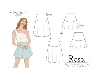 Rok met ruches als pdf-naaipatroon | Maten 4-16 (EU 34-46) | Twee lengte-opties | Direct downloaden