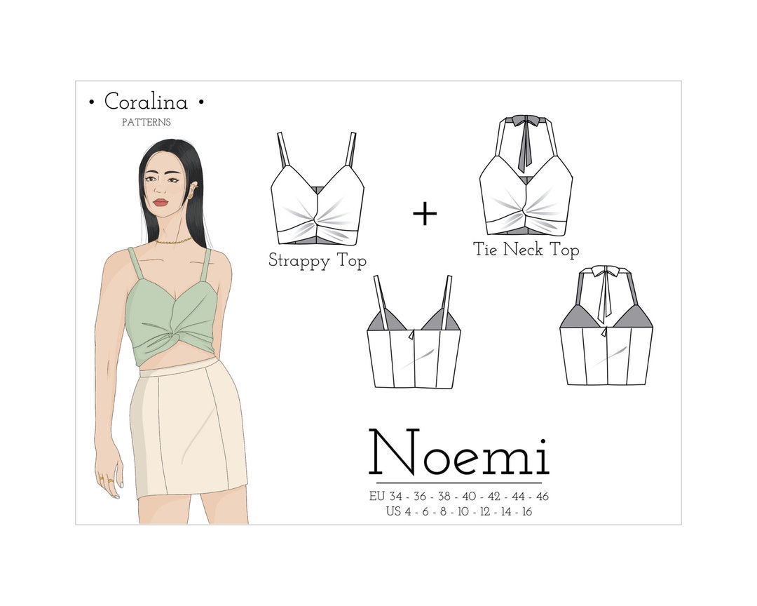 Twist Front Crop Top PDF Sewing Pattern Sizes 416 EU 3446 Two Style