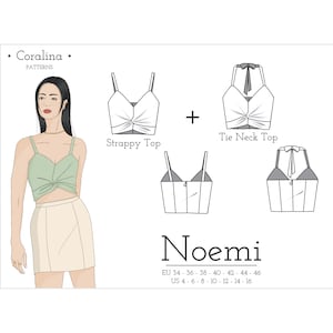 Twist Front Crop Top PDF Sewing Pattern | Sizes 4-16 (EU 34-46) | Two Style Options | Instant Download