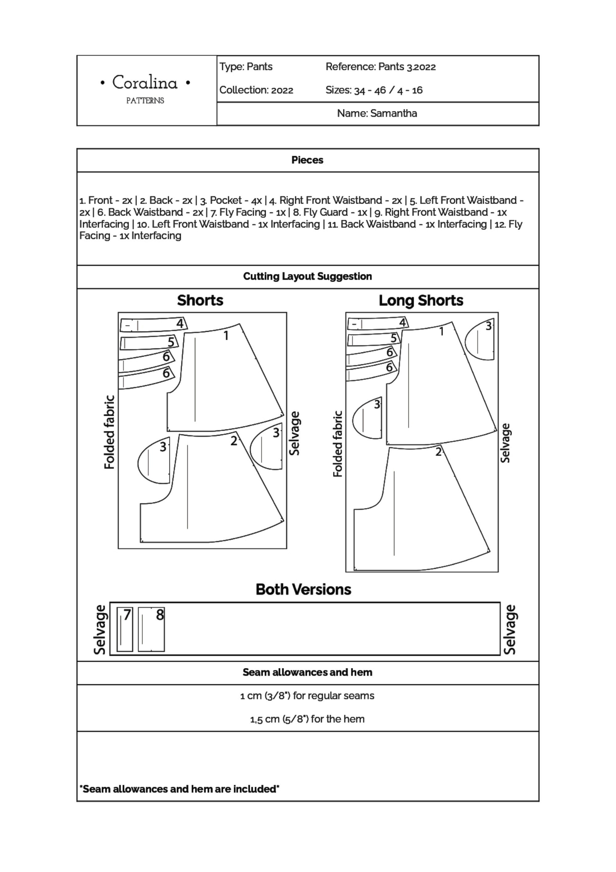 Flared Shorts Sewing Pattern: Two Lengths, Optional Pockets (sizes 4-16 ...