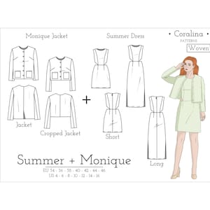 Robe découpée sans manches + veste carrée en tweed Patrons de couture PDF | Tailles 4-16 (UE 34-46) | Lot de motifs | Téléchargement instantané