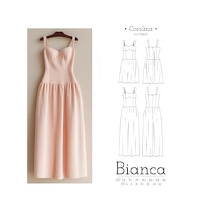 Drop Waist Bustier Dress PDF Sewing Pattern | Sizes 4-16 (EU 34-46) | Two Length options | Instant Download