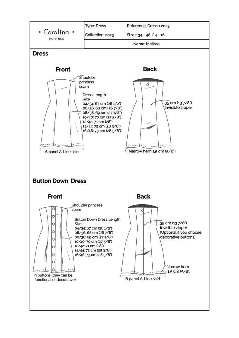 Strapless Mini Dress PDF Sewing Pattern Button Down Dress Etsy