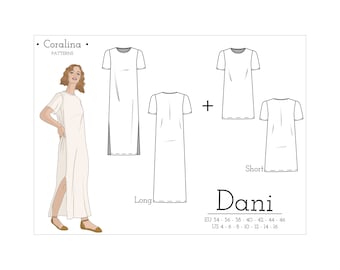 T-Shirt Dress PDF Sewing Pattern | Sizes 4-16 (EU 34-46) | Two Style Options | Instant Download