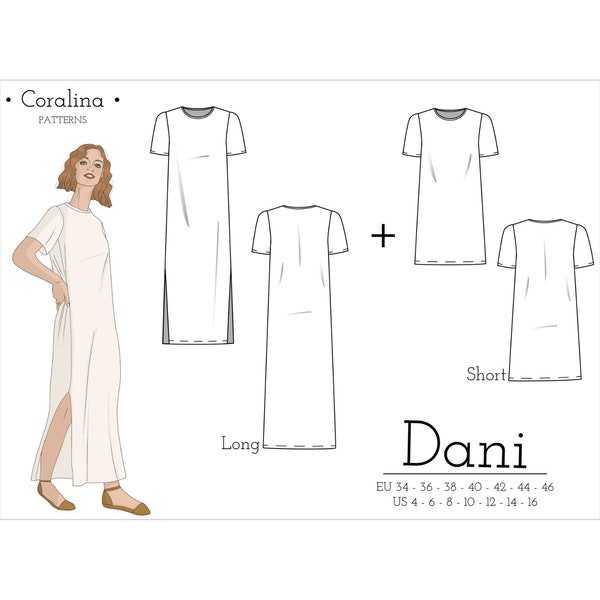 T-Shirt Dress PDF Sewing Pattern | Sizes 4-16 (EU 34-46) | Two Style Options | Instant Download