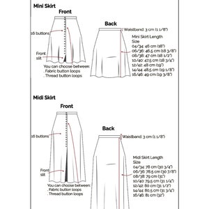 Front Slit Skirt PDF Sewing Pattern Sizes 4-16 EU 34-46 Two Length ...