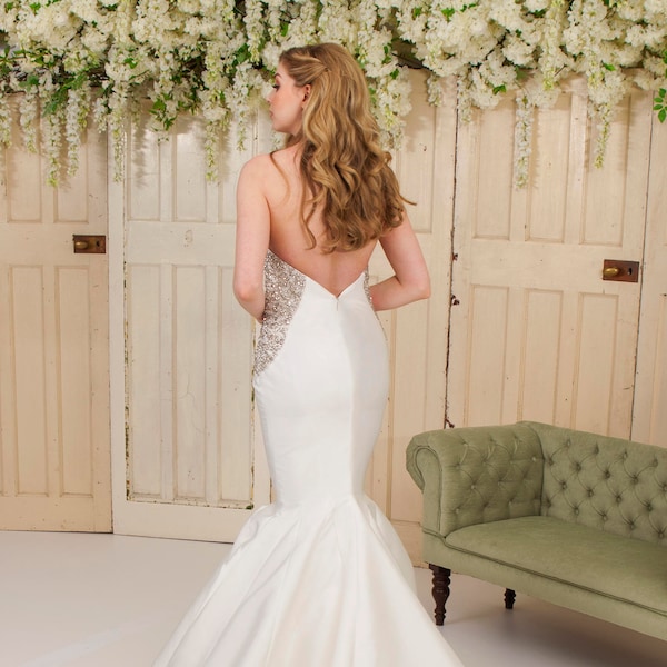 Amoris T822 Elegant Mikado Midi Timeless Strapless Gown