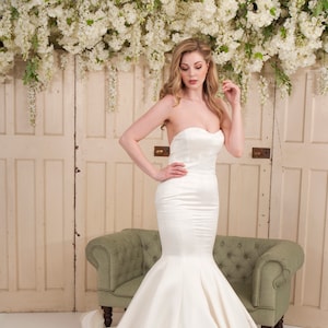 Satin Fit and Flare Wedding Dress -  UK